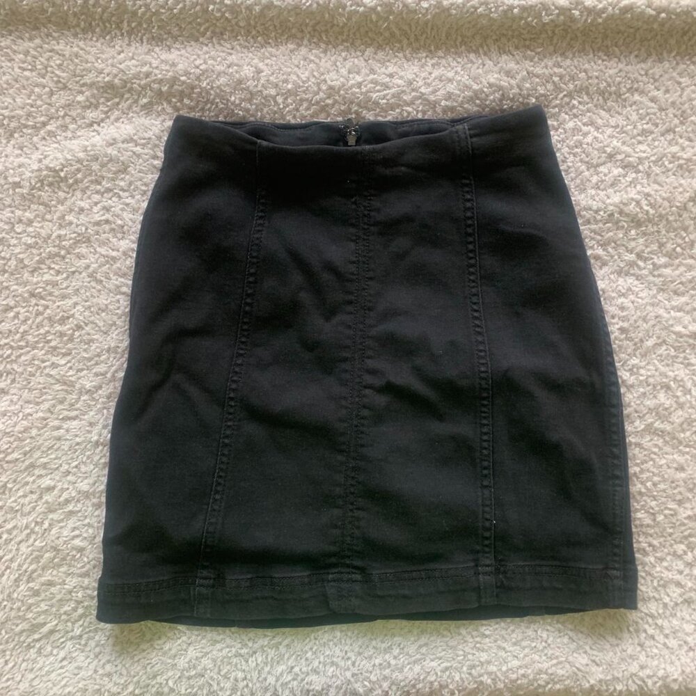 Free People Black Denim Mini Skirt size 0